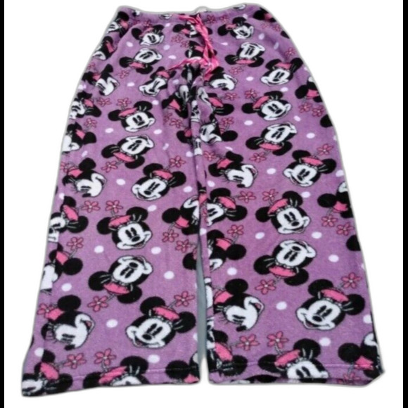 Minnie Mouse Disney Woman's Lounge Pants Size M (8/10) Purple Fluffy Fleece - Picture 3 of 6